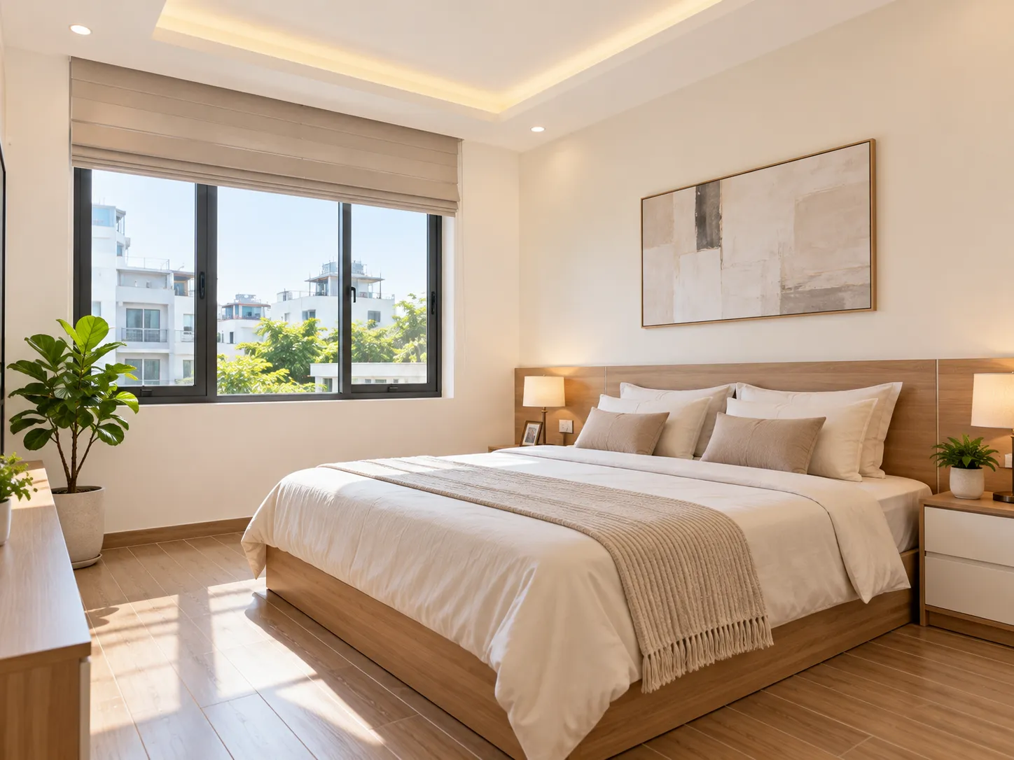 Phòng ngủ sáng đẹp sau khi sơn lại